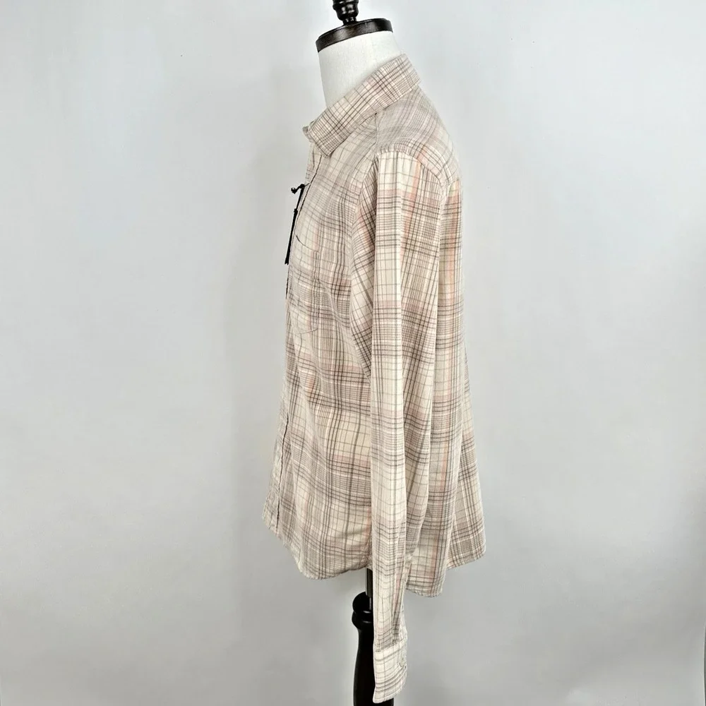 NWT Banana Republic Standard Fit Lightweight Corduroy Shirt MEDIUM‎ Cream Plaid